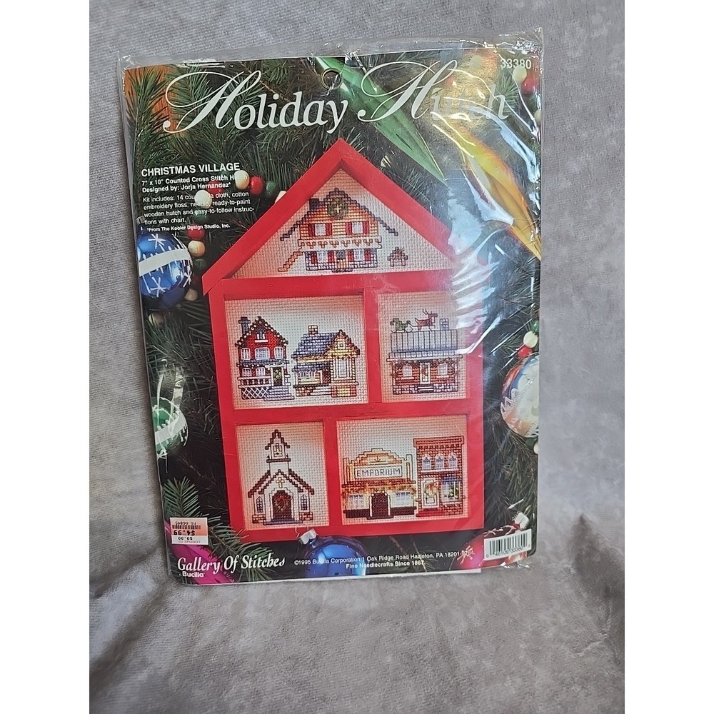 Bucilla Gallery Of Stitches Christmas Village #33380 Counted Cross Stitch NOS